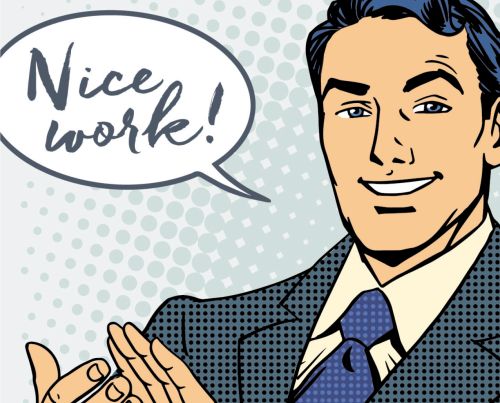Nice work! – Büroplan Motiv im Pop-Art-Stil